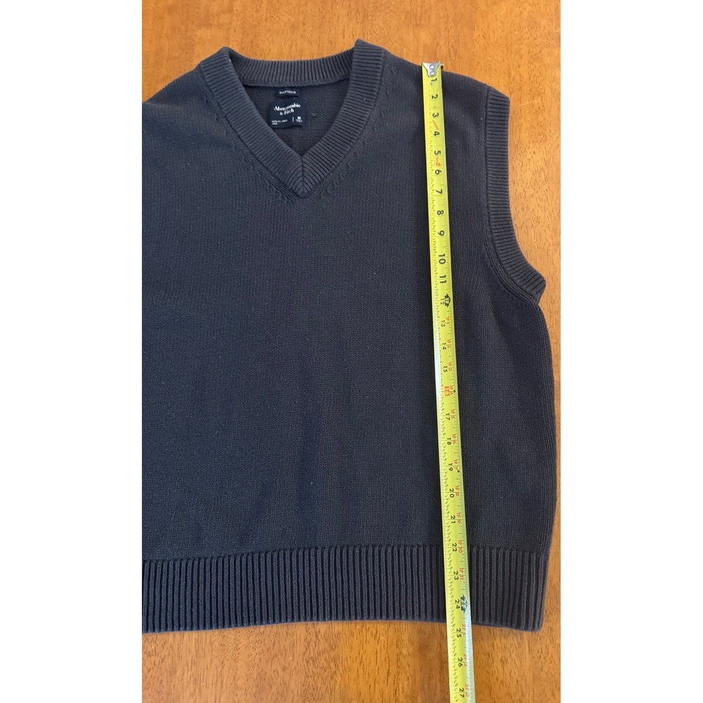 Abercrombie & Fitch Women Oversize V-Neck Sweater Vest Charcoal Grey Cotton Sz M - Picture 7 of 8